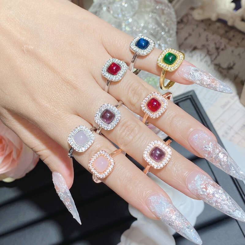High-End Simple Candy Ring Women's Gold-Plated Zircon Stone Index Finger Ring