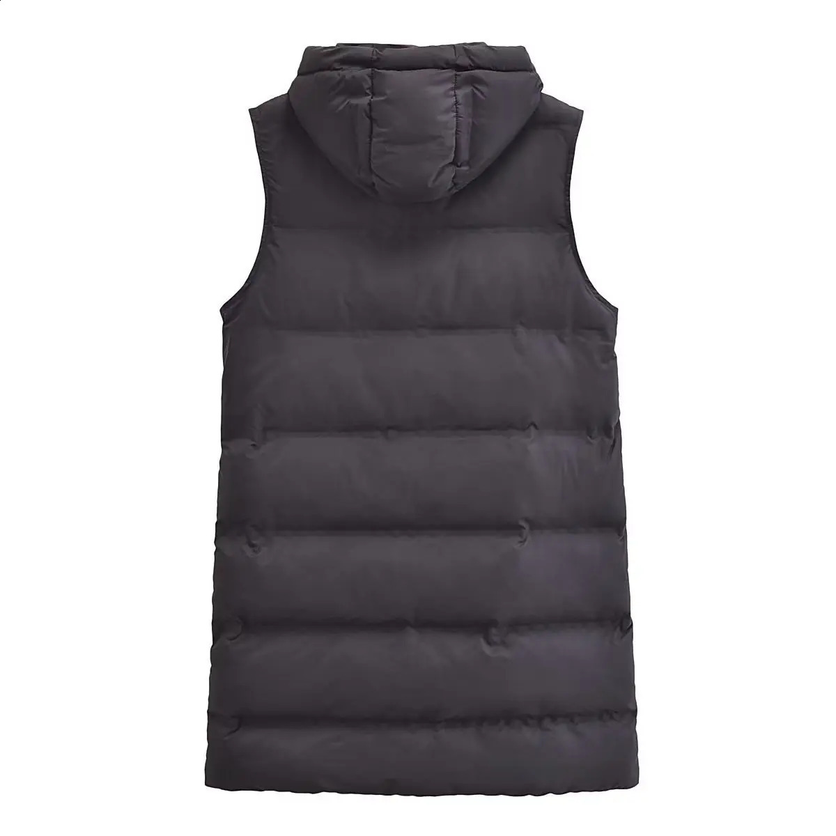 Autumn/Winter Hooded Mid length Puffer Vest Womens Waterproof Long Coat Sleeveless Jacket Outerwear 240822