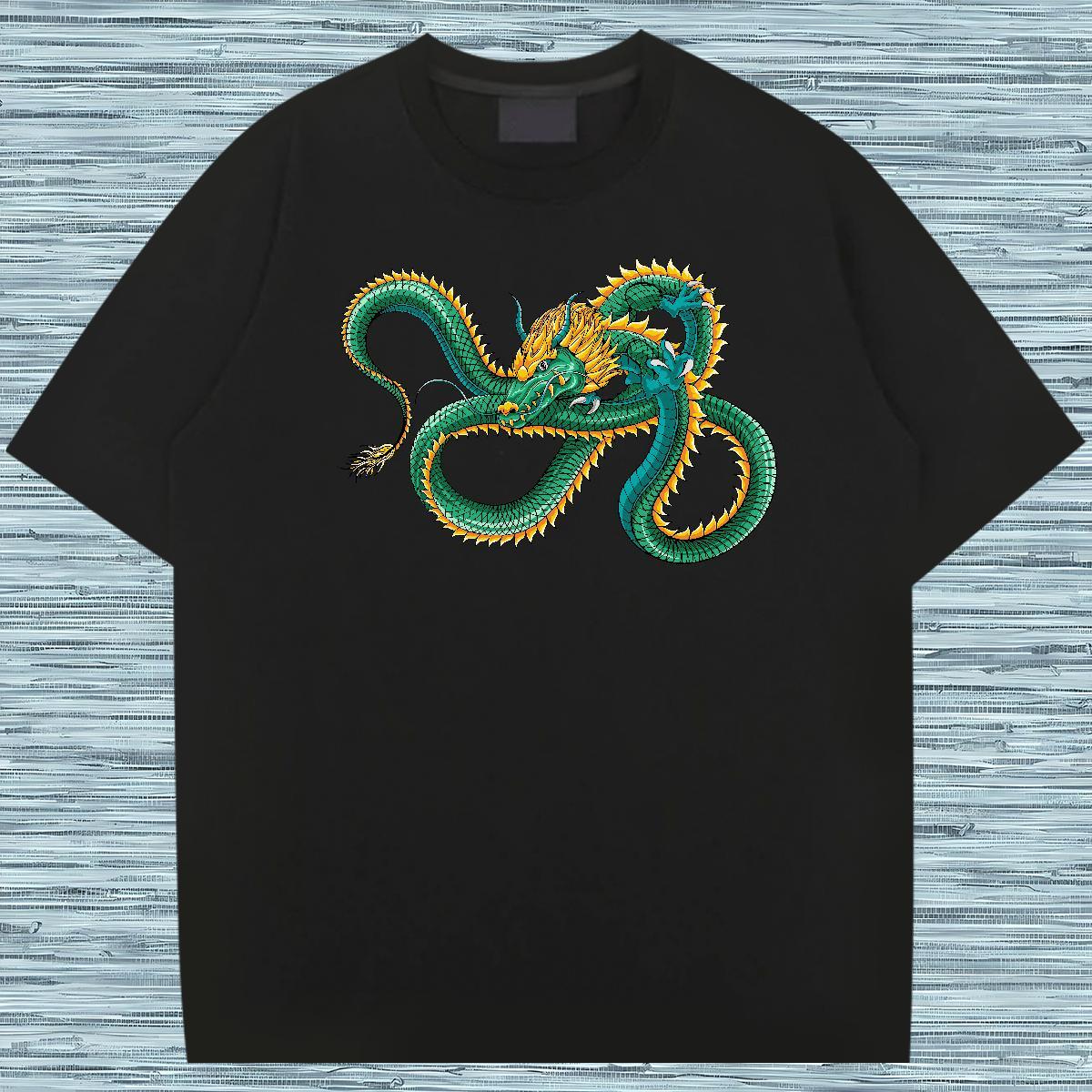 2024 Spring Summer Men Clothes T-Shirt dragon Breathable Short Sleeve 230g 100% Cotton Man T Shirts Loose Fit Custom Print Plus Size Tees Shirts