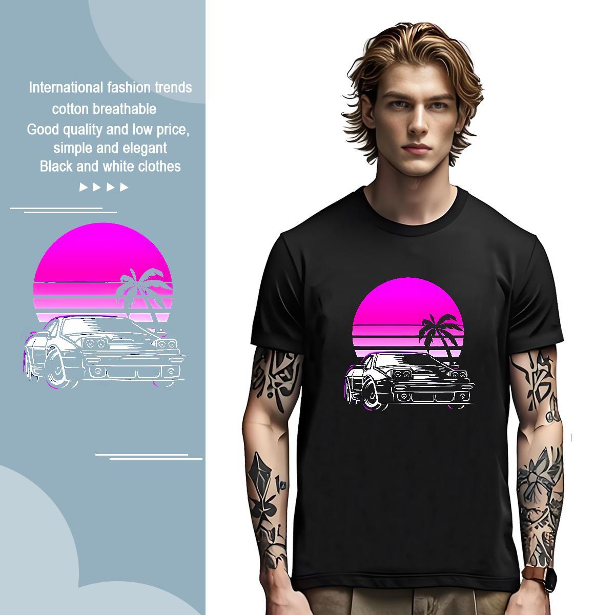Loose car T Shirt For Man Daily Wear Couples T Shirts 100% Cotton 230g 2024 DIY Crew Neck Breathable Customized Tees