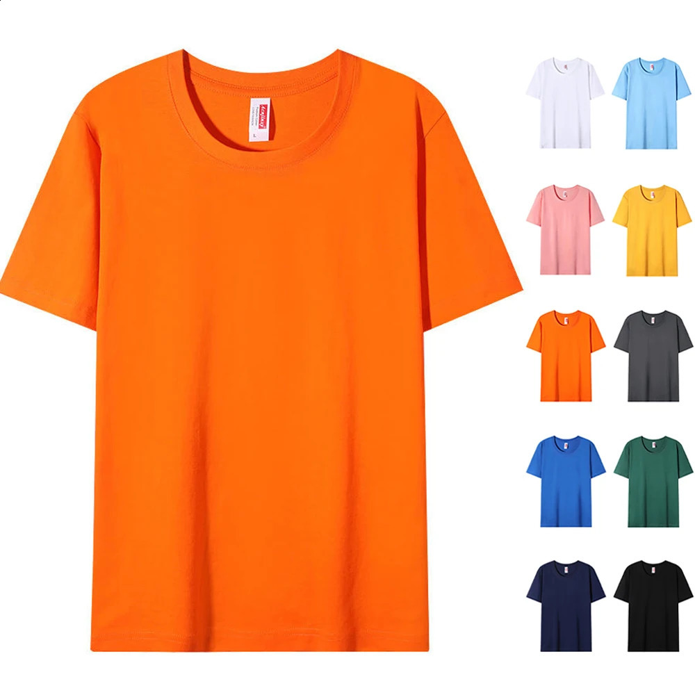 Basic crew collar Tshirt 100% pure cotton summer premium short sleeved unisex wholesale mens Coton Remeras De Algodon 240822