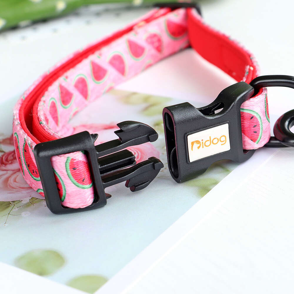 Print Nylon Dog Collar and Set Adjustable Puppy Collars Soft Pet Necklace Walking Leash For Small Medium Dogs Cats Bulldog