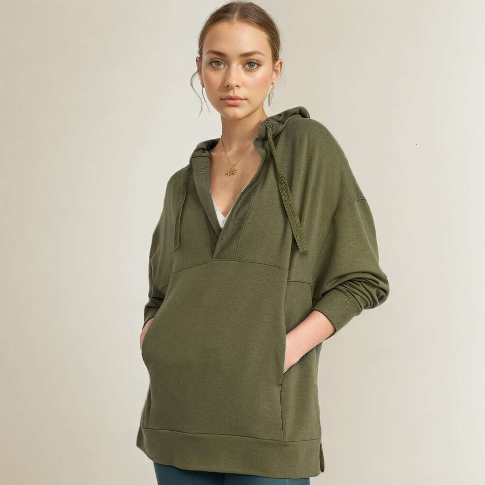 Hoodie autumn women's casual sportswear fashionable loose jacket solid color long sleeved top dongdumaoyi
