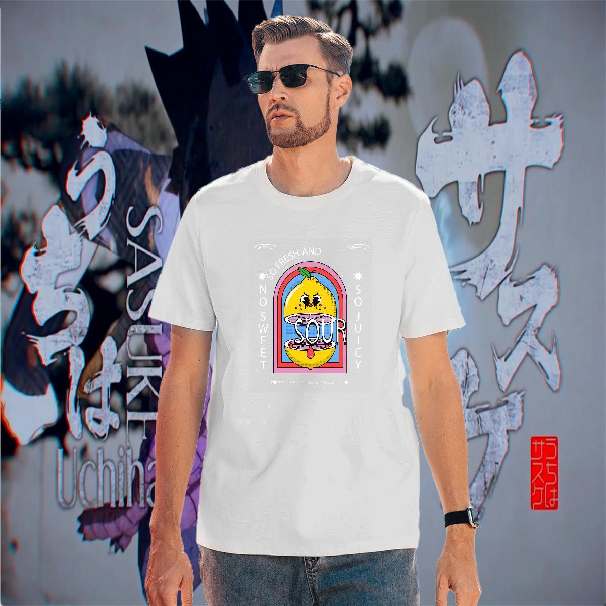 Loose Men Tees Casual Daily Wear 100% Cotton 230g White Plus Size Short Sleeve O-Neck sour T Shirt For Man Designer Fashion Clothes