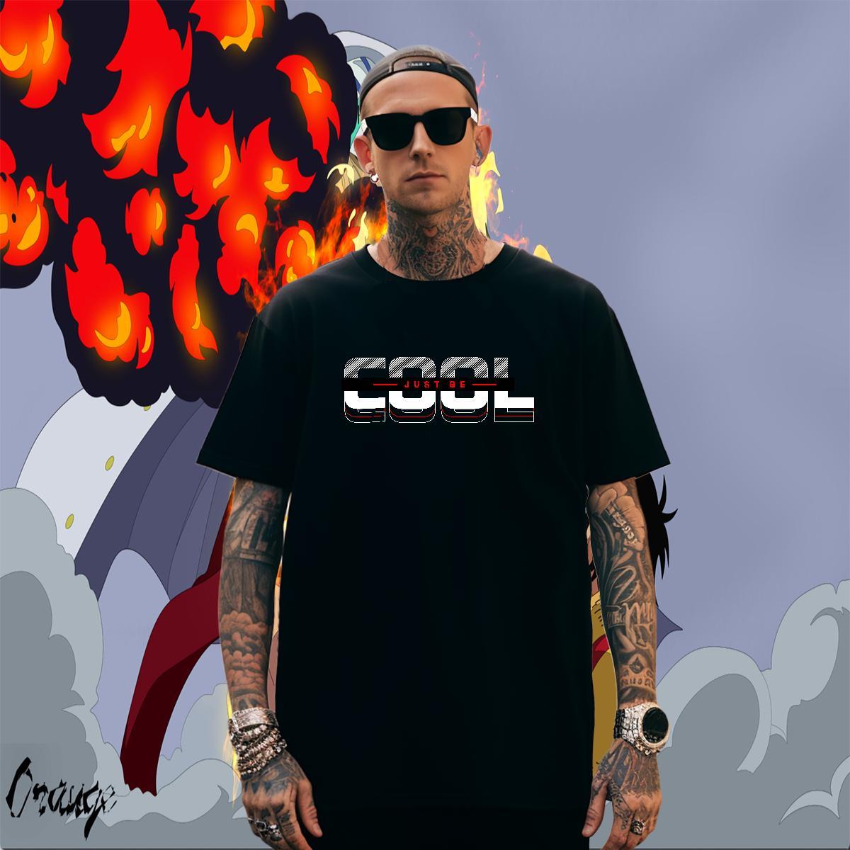 Loose Men Tshirts Beach 100% Cotton 230g Cartoon Printing L-4XL Breathable Soft fast T Shirt For Man Wholesale Clothes