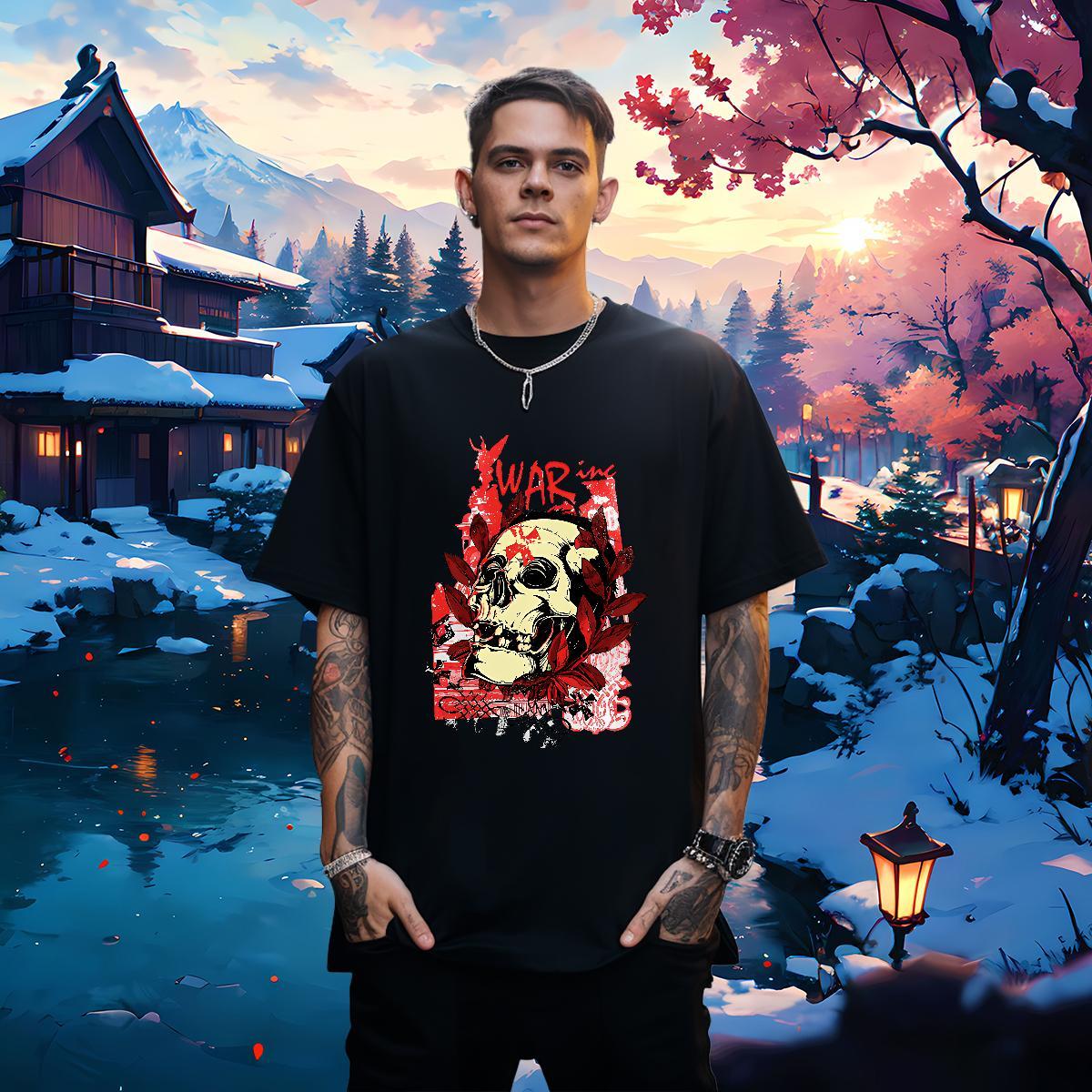 Classic Casual skull Couples T Shirts 100% Cotton 230g Men T Shirts DIY Summer Casual Short Sleeve O-Neck Free Shipping Tshirts