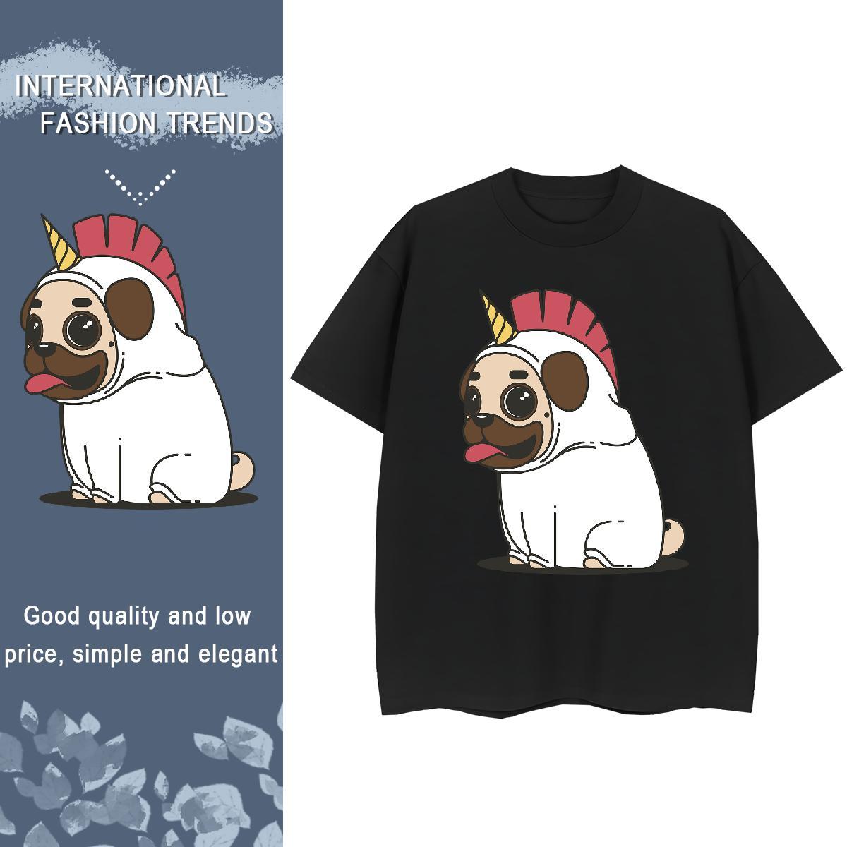TOP Quality Women T Shirts Comfortable 230g 100% Cotton Tshirt for Man Woman DIY Printed Dog Sports Street Wear Unisex Tops Shirt