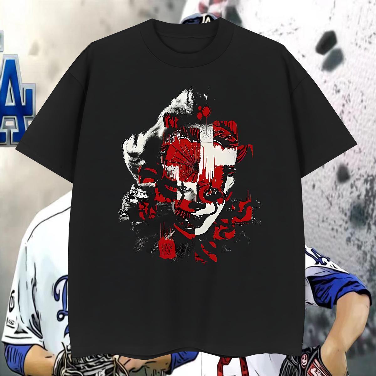 2024 Summer Men Tops Tees 230g Pure Cotton High Street Hip Hop scary Breathable Short Sleeve Men T Shirts Free Shipping DIY Logo Oversized Clothings