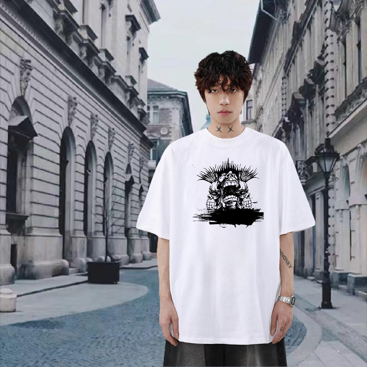 2024 Summer Anime Printing Street Tshirt for Man Woman scary Crew Neck Breathable 100% Cotton 230g T-Shirts for Men TOP Quality Custom Print Plus Size