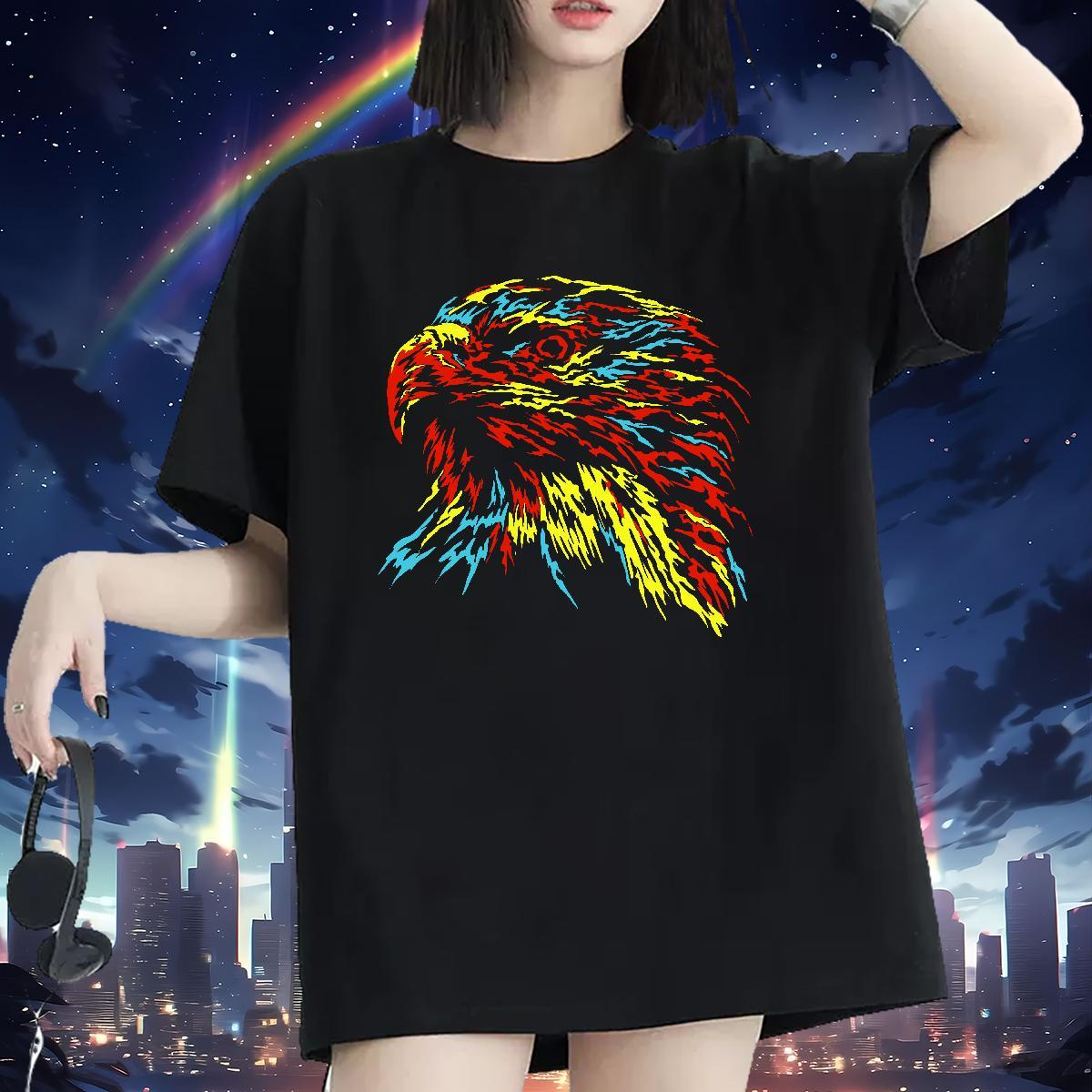 2024 Woman T Shirts Breathable Soft 230g Cotton Tshirt for Man Woman DIY Logo eagle Street Unisex Top Tees