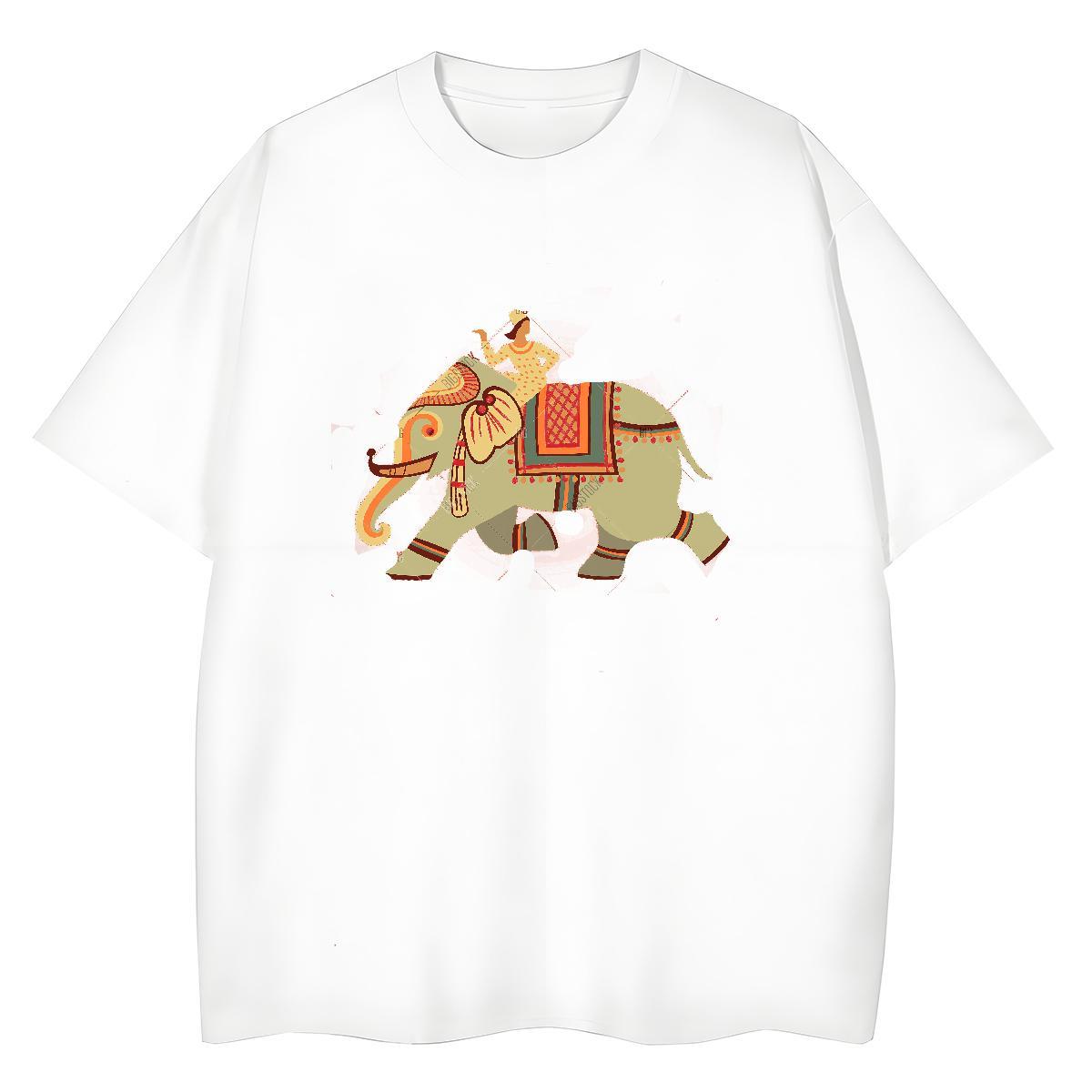 Factory Direct T Shirt For Woman O-Neck Short Sleeve 230g Pure Cotton Couples T Shirts Cartoon Print elephant Sport Comfortable Tops Shirt