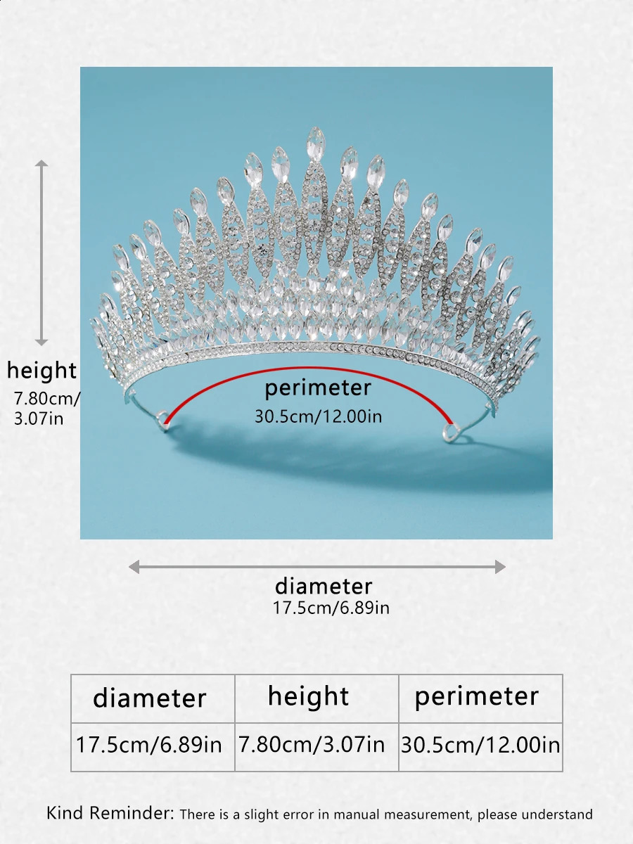 Trendy Silver Color Rhinestone Crystal Queen Big Crown Bridal Wedding Tiara Women Beauty Pageant Bridal Hair Accessories Jewelry 240814