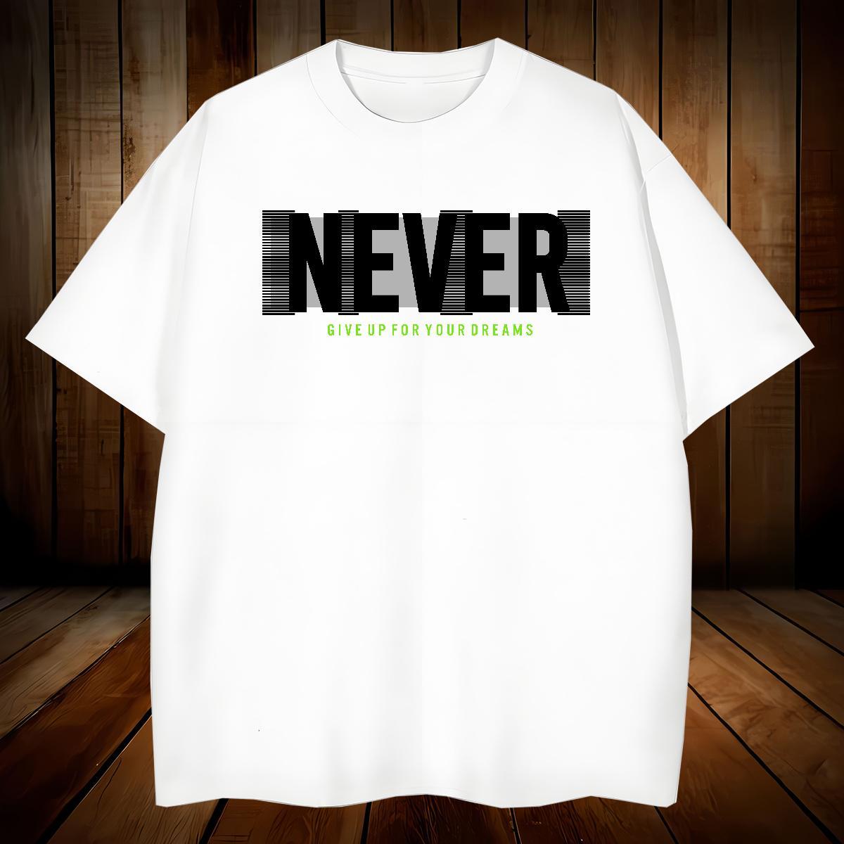 Popular never T shirt Street Mens Tshirts 100% Cotton 230g Fashion Pure Cotton Plus Size Cartoon Clothings