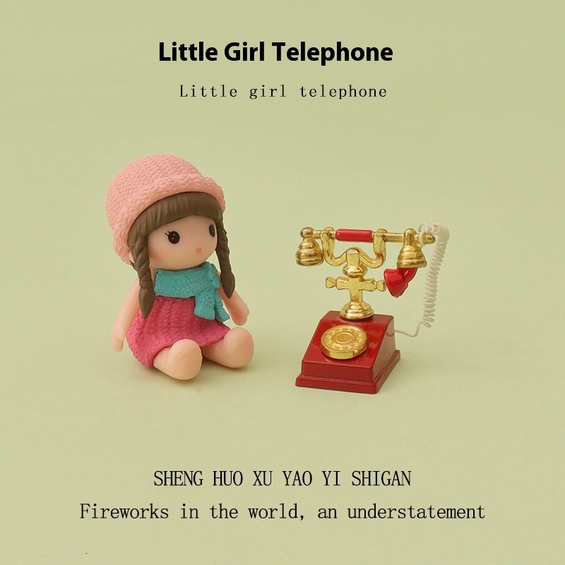 New Cute Hat, Little Girl, Creative Mini Simulation, Retro Telephone, Babyhouse, Home Accessories, Decorative Ornaments