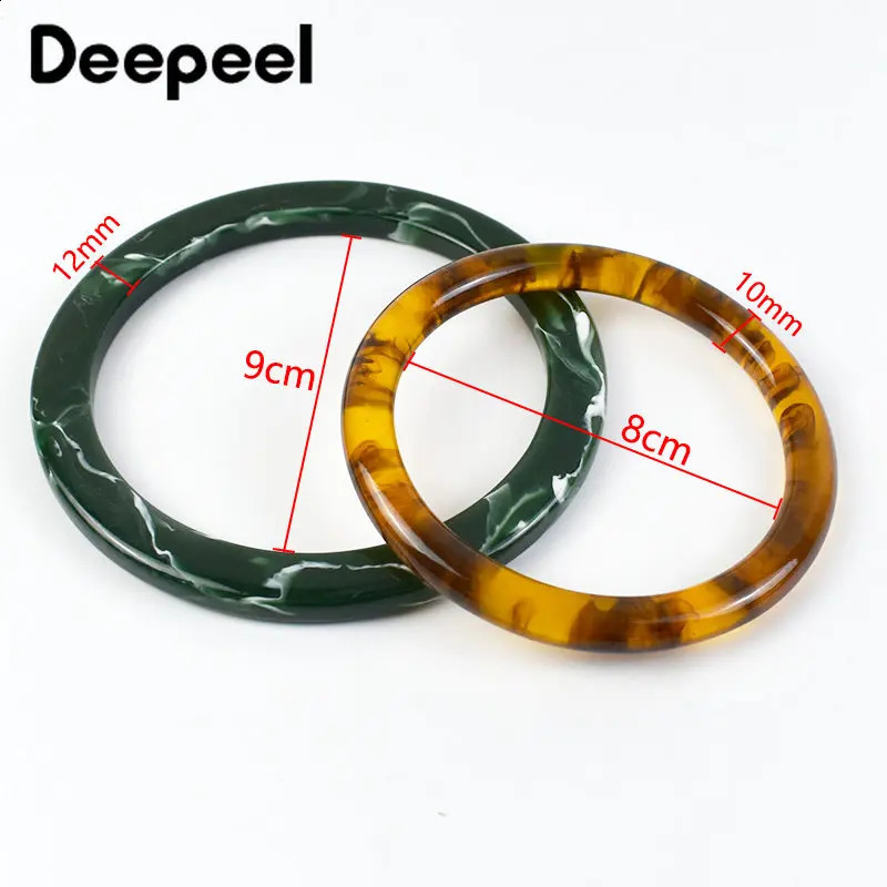 2PCS=1 pair of dark 10cm amber resin circular handles fashionable D-shaped handbags handmade DIY craft bags accessories 240821