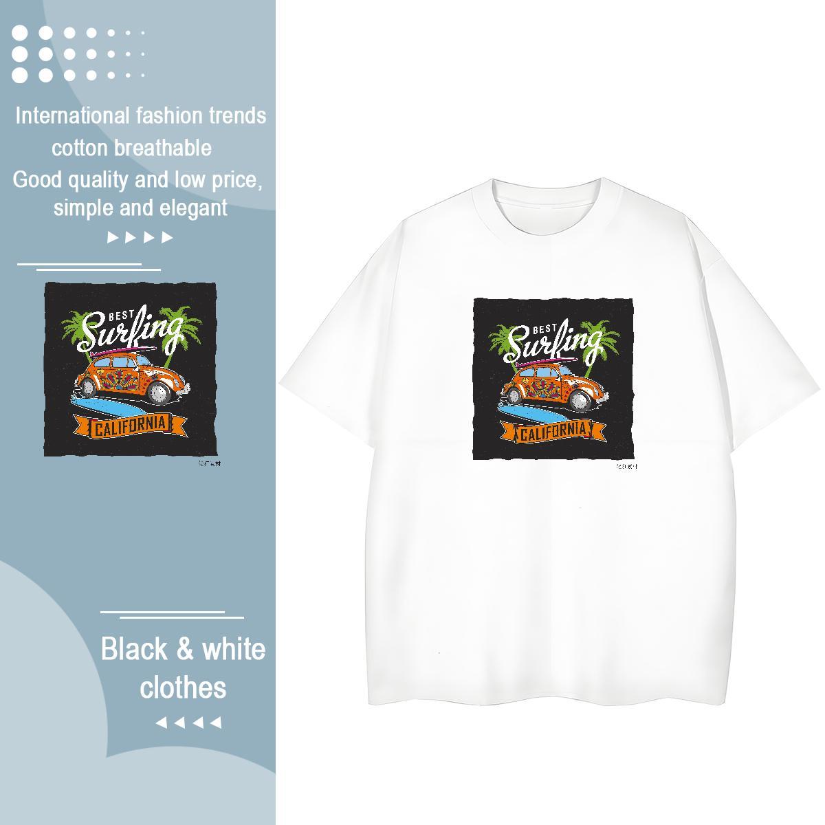 New T Shirt For Woman 230g Pure Cotton Breathable Crew Neck Daily Outfit car Women Tees Wholesale DIY Anime Printed Top Tees