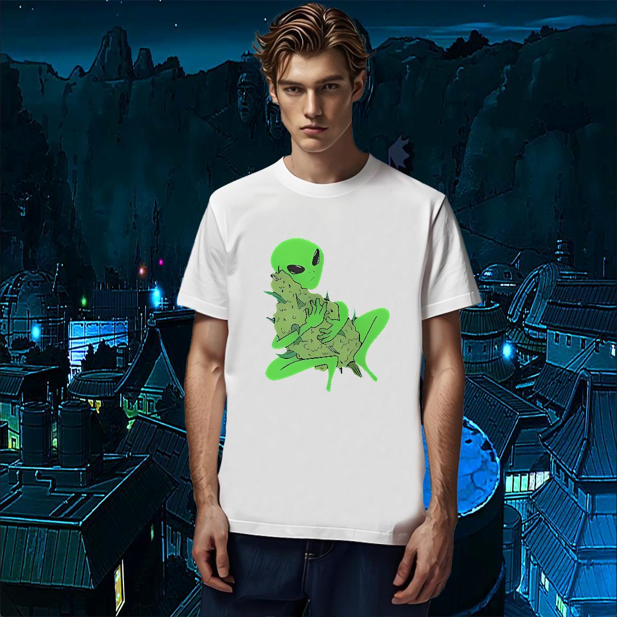 Casual New extra-terrestrial Men Clothes T-Shirt 230g Cotton Man T Shirts Custom Anime Hip Hop Short Sleeve Soft Cool Design Wear