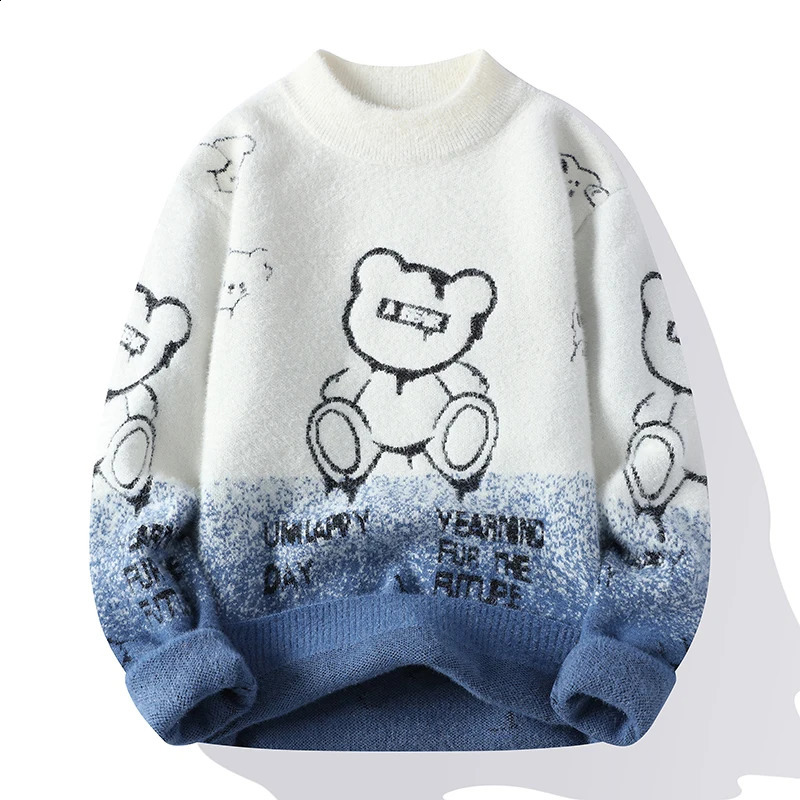 Mens Knitted Sweater Fashion Comfortable Warm Casual Slim Turtleneck Top Mens Clothes 240821