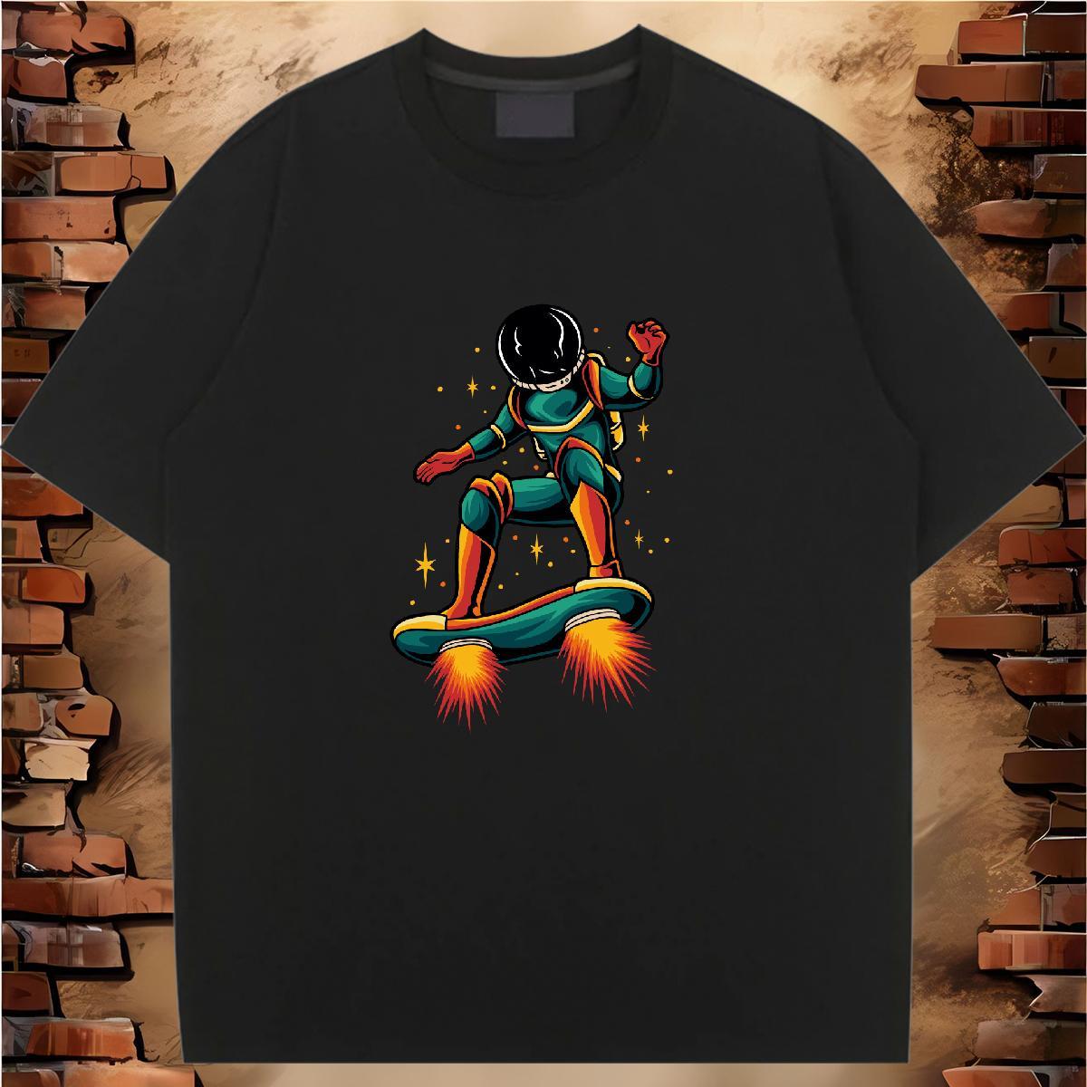 Designer Couples T Shirts 230g Pure Cotton cosmonaut Sports Casual T-Shirts for Women Short Sleeve O-Neck Anime Oversized Top Tees