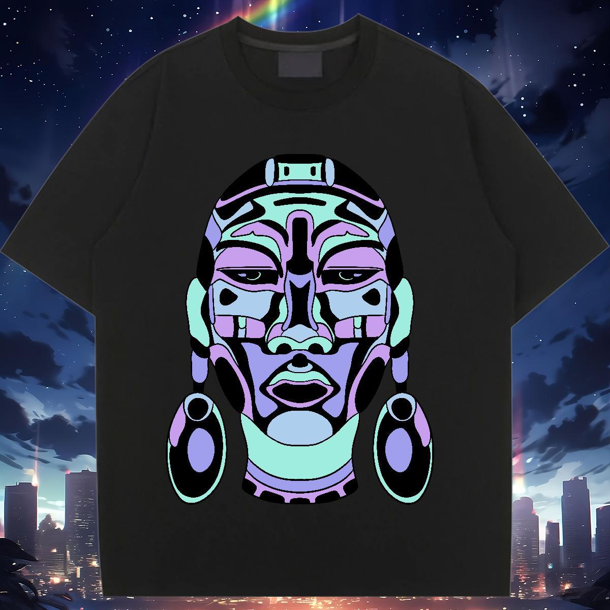 New T-Shirts Breathable Short Sleeve 230g 100% Cotton Women Tees Black Oversized ET Daily Wear Loose Top Shirts