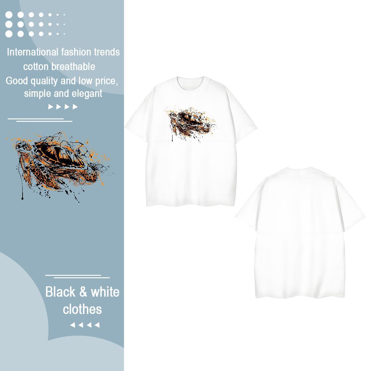 Fashion New T shirt Breathable Soft 230g Pure Cotton Women Tees Custom Printed tortoise Sport Lady Clothes Shirt