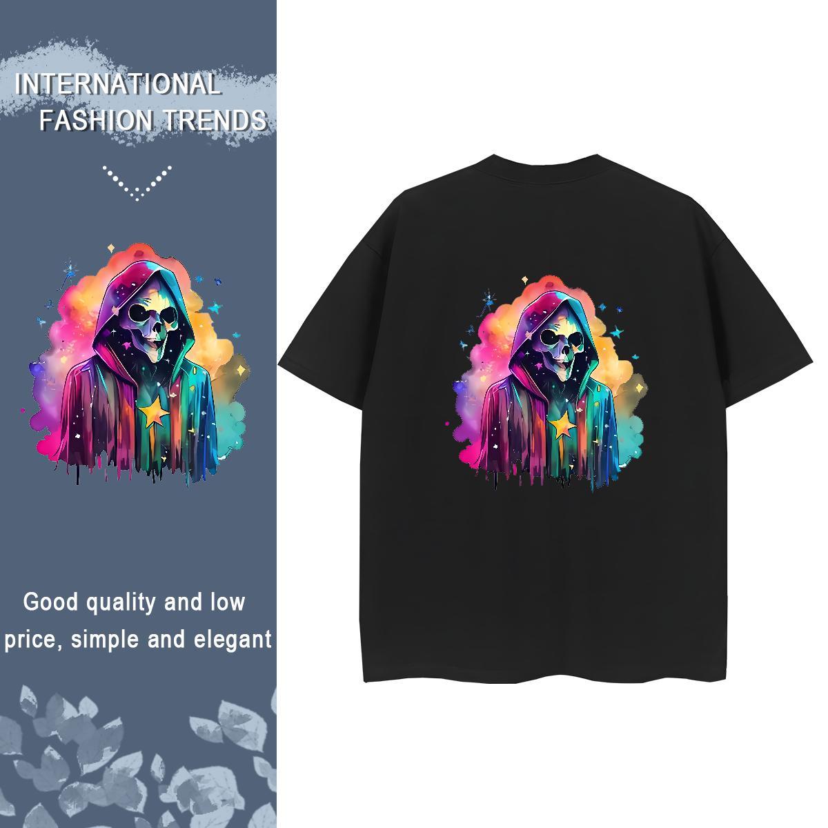 DIY T shirt 230g Cotton Short sleeve Soft Street Casual skull Couples T Shirts Loose fit Custom Printed Top Tees
