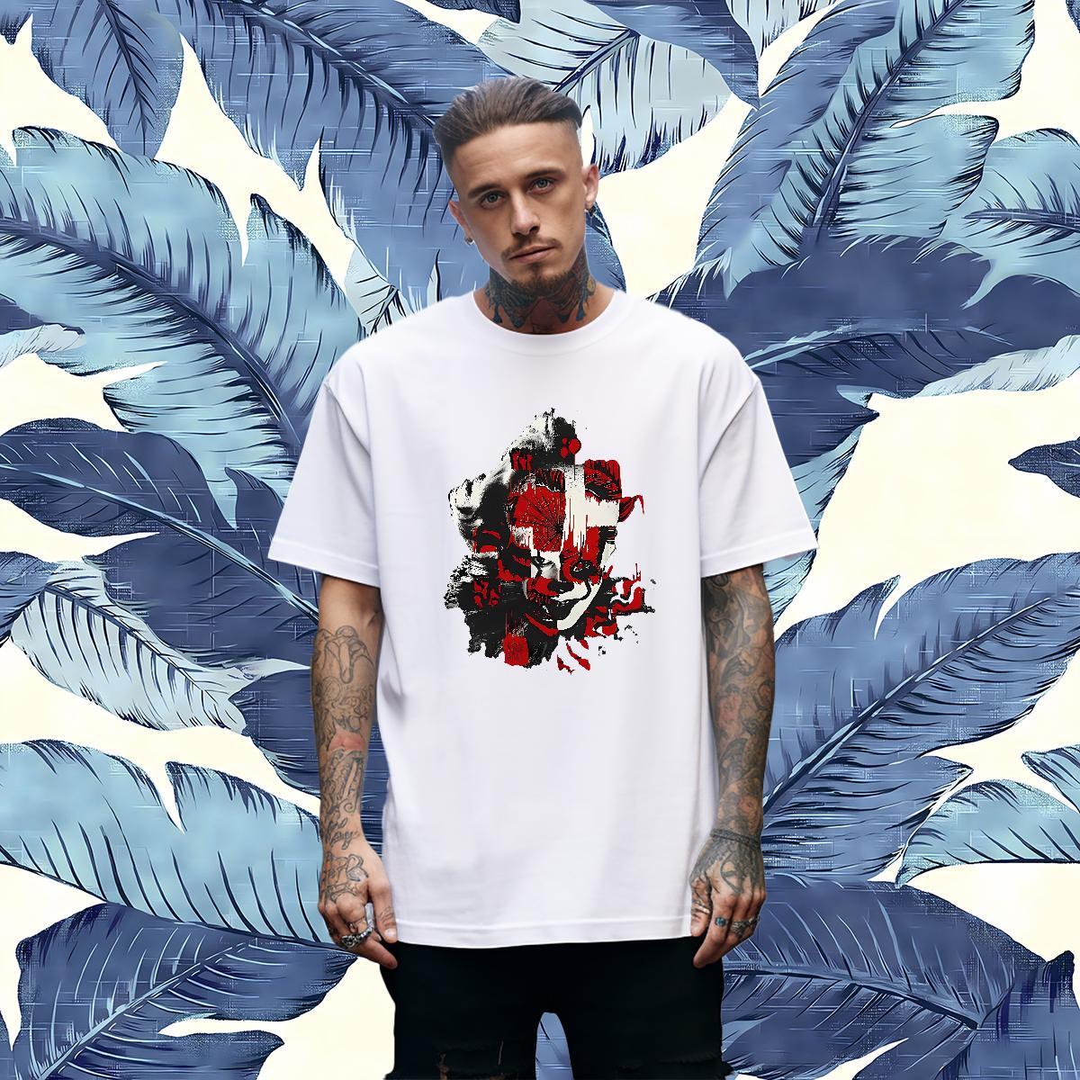 Free Shipping Casual Tshirts scary Breathable Short Sleeve 100% Cotton 230g T shirt Cool Design Customized Top Tees