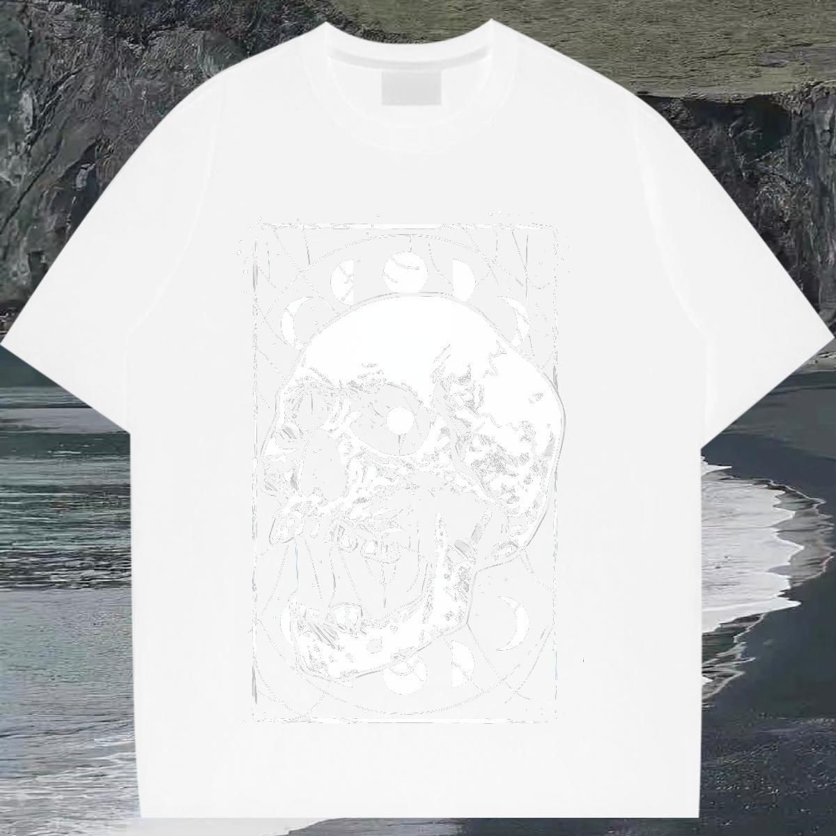TOP Quality T Shirt For Woman 230g Pure Cotton Round Neck Short Sleeve Spring Summer skull Tshirt for Man Woman Wholesale Anime Top Tees