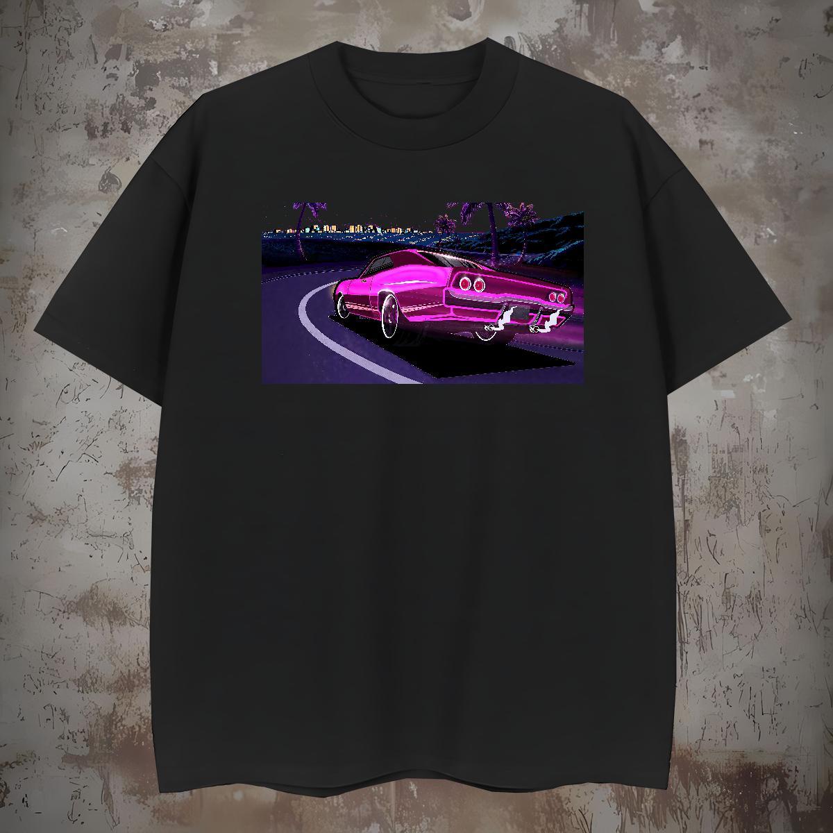 TOP Quality car T-Shirts Beach Tshirts 100% Cotton 230g 2024 Breathable Crew Neck Graphic Tees