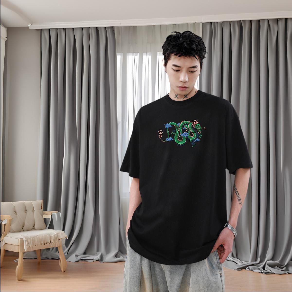 Custom Summer Casual Mens Tshirts dragon Round Neck Short Sleeve 230g Pure Cotton T shirt Cool Design Plus Size Custom Top Tees