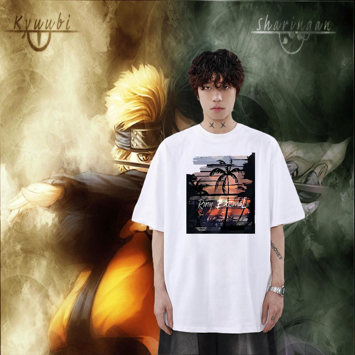 Stylist Spring Summer Men Clothes T-Shirt scenery Breathable Short Sleeve 230g 100% Cotton T Shirt For Man Wholesale Oversized 4XL Tops Shirt