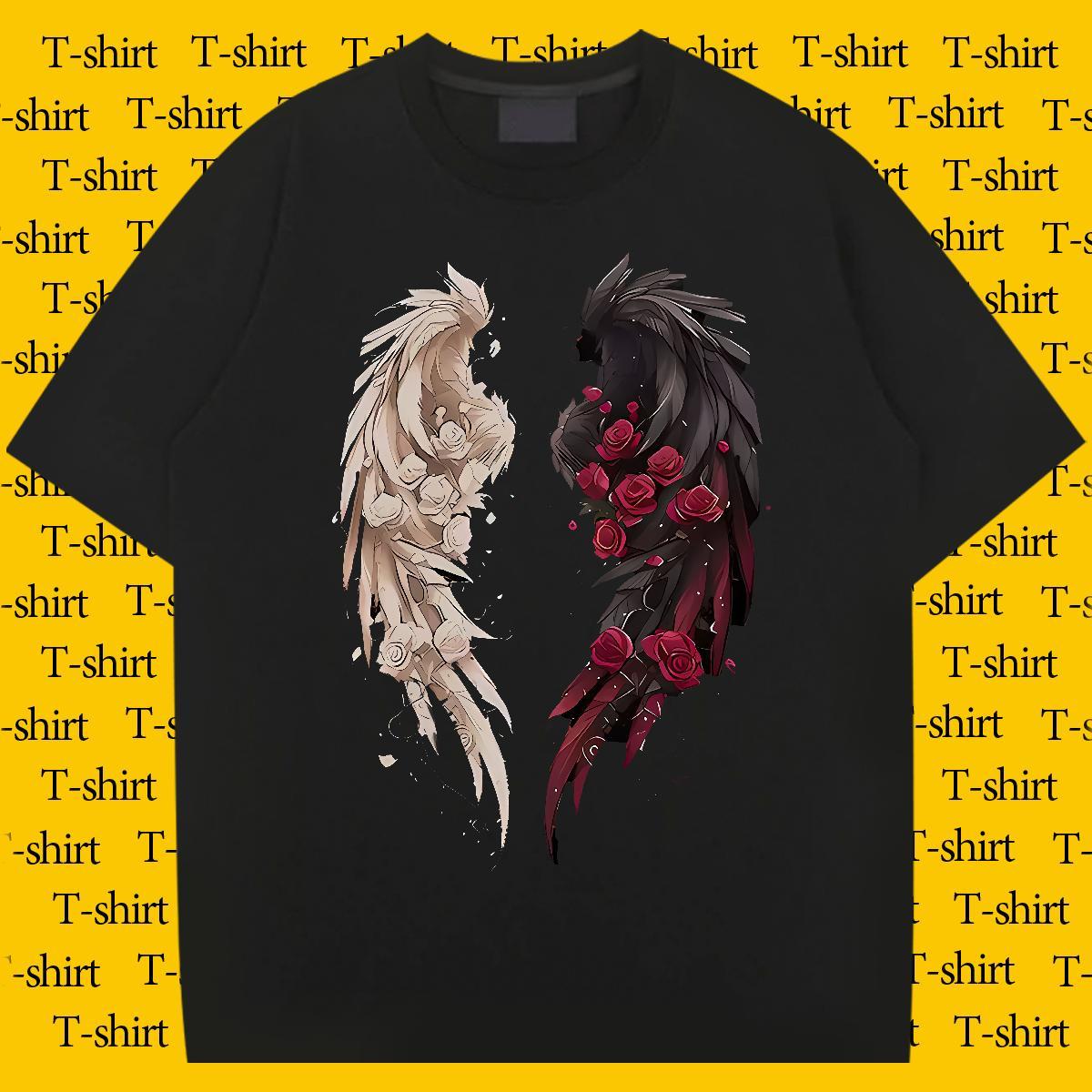 Classic Casual Men Tops Tees 230g 100% Cotton Anime Printing Street wing Breathable Soft Men T Shirts Popular Custom Print Plus Size Tee Shirt