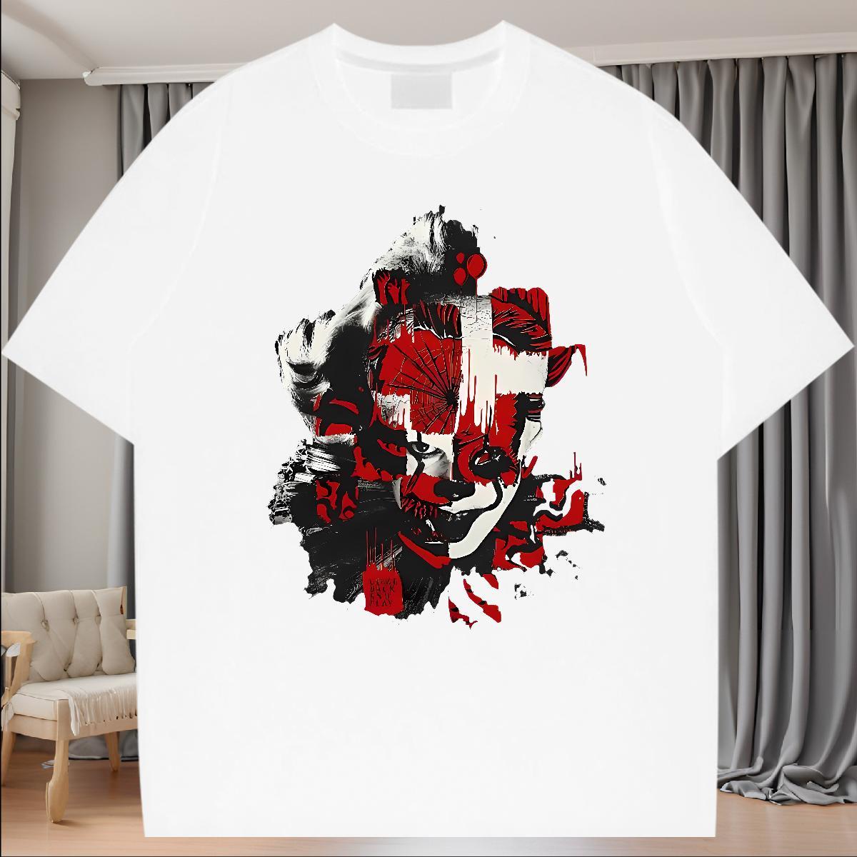 Fashion Casual Men Tees 100% Cotton 230g High Street Hip Hop scary Short Sleeve Soft Man T Shirts Designer Cartoon Print Tshirts