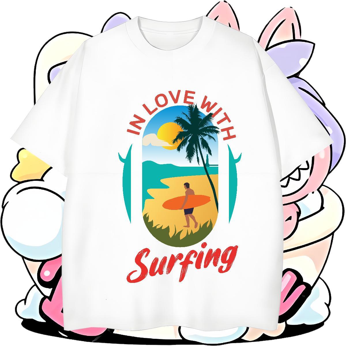 Cool Men Tops Tees Sports Casual 230g Pure Cotton DIY Printed Breathable Short Sleeve beach T shirt Fashion Tees Shirts