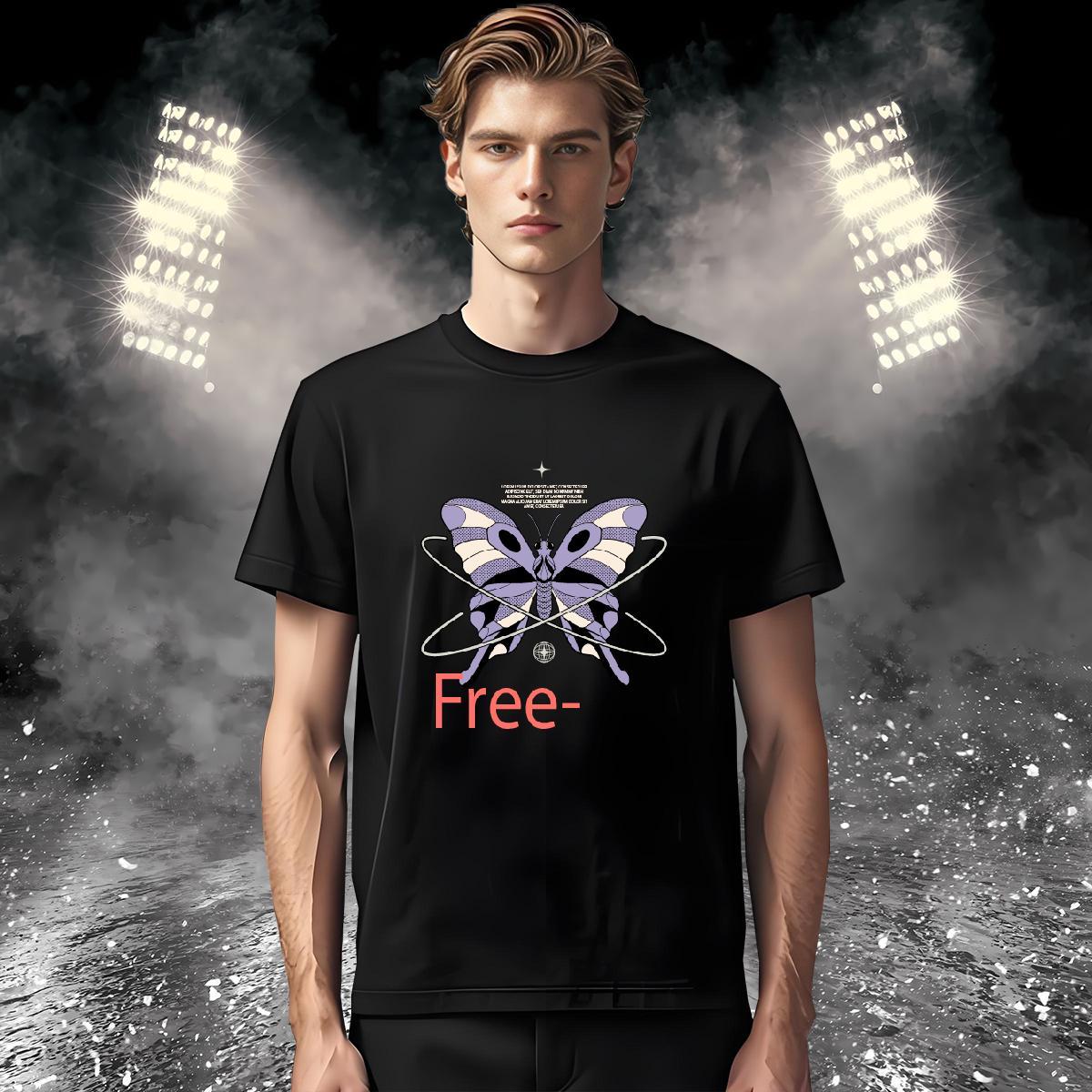 Cool Design butterfly T Shirts Men Casual Beach Couples T Shirts 230g Pure Cotton 2024 Designer Crew Neck Breathable Plus Size Cartoon Tees
