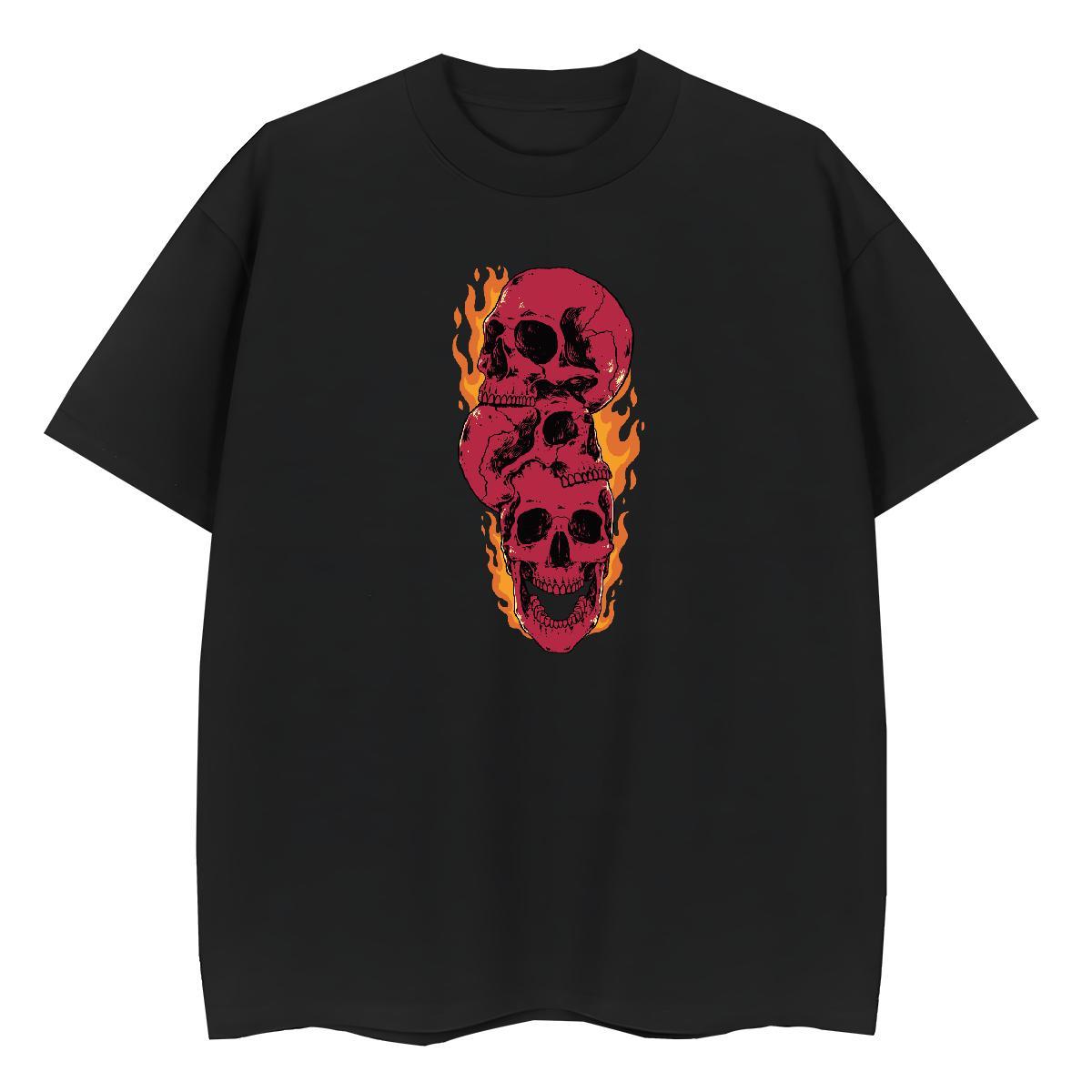 New T Shirts Women 230g 100% Cotton Crew Neck Casual Daily Wear skull Tshirt for Man Woman Free Shipping Customized Print Clothes