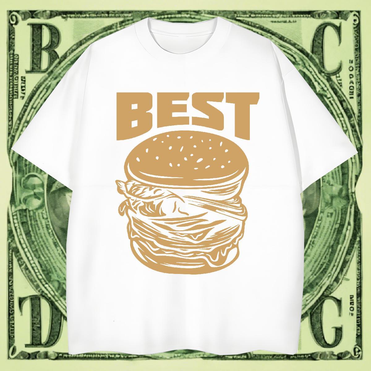Brand Men Clothes T-Shirt Street Casual 230g 100% Cotton Custom Anime Breathable Short Sleeve hamburger T Shirt For Man Factory Direct Tees