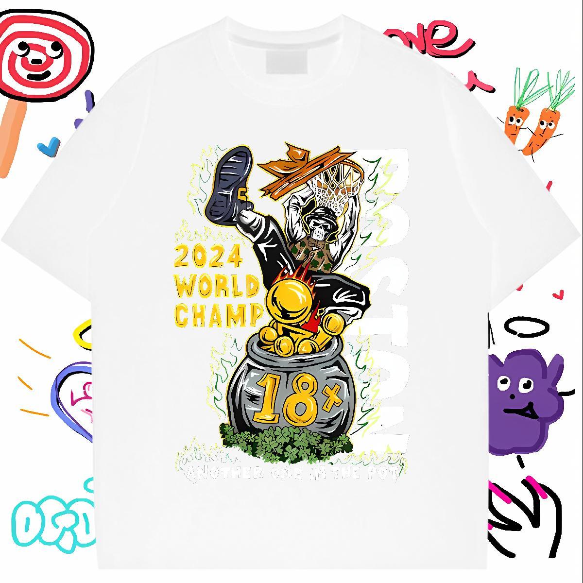 Loose skull Man T Shirts Spring Summer Mens Tshirts 100% Cotton 230g Classic Casual Breathable Short Sleeve DIY Printed Tees Shirts
