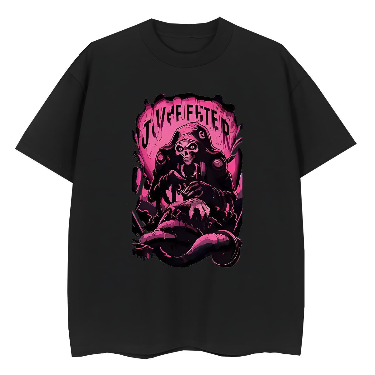 2024 Casual Womens T Shirts 100% Cotton 230g Breathable Short Sleeve Beach skull Womens Tshirts Unisex Plus Size Cartoon Polos