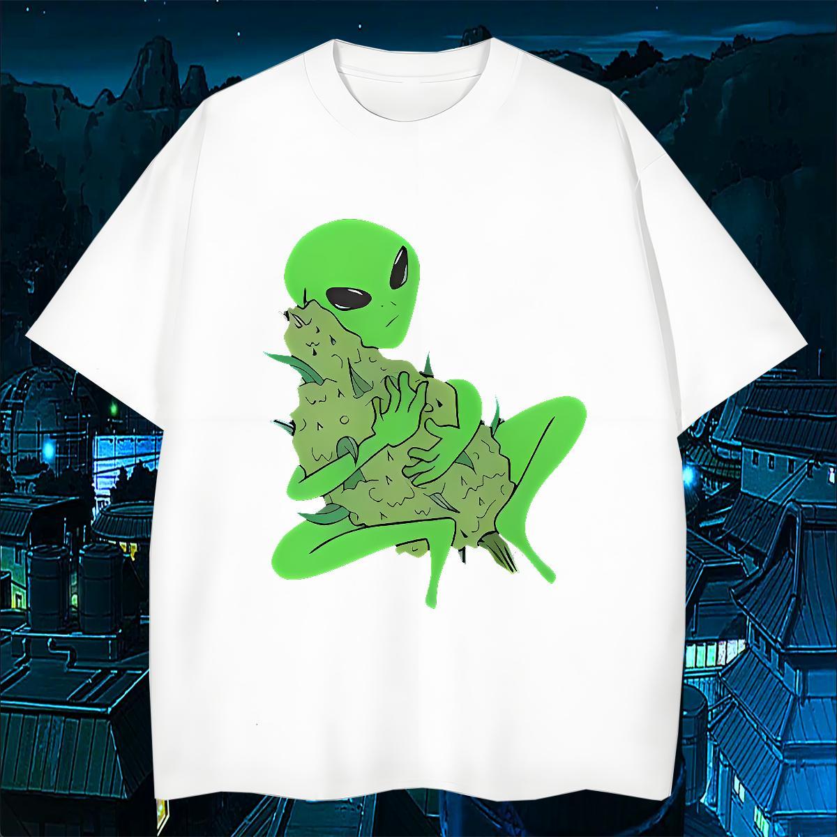 Casual New extra-terrestrial Men Clothes T-Shirt 230g Cotton Man T Shirts Custom Anime Hip Hop Short Sleeve Soft Cool Design Wear