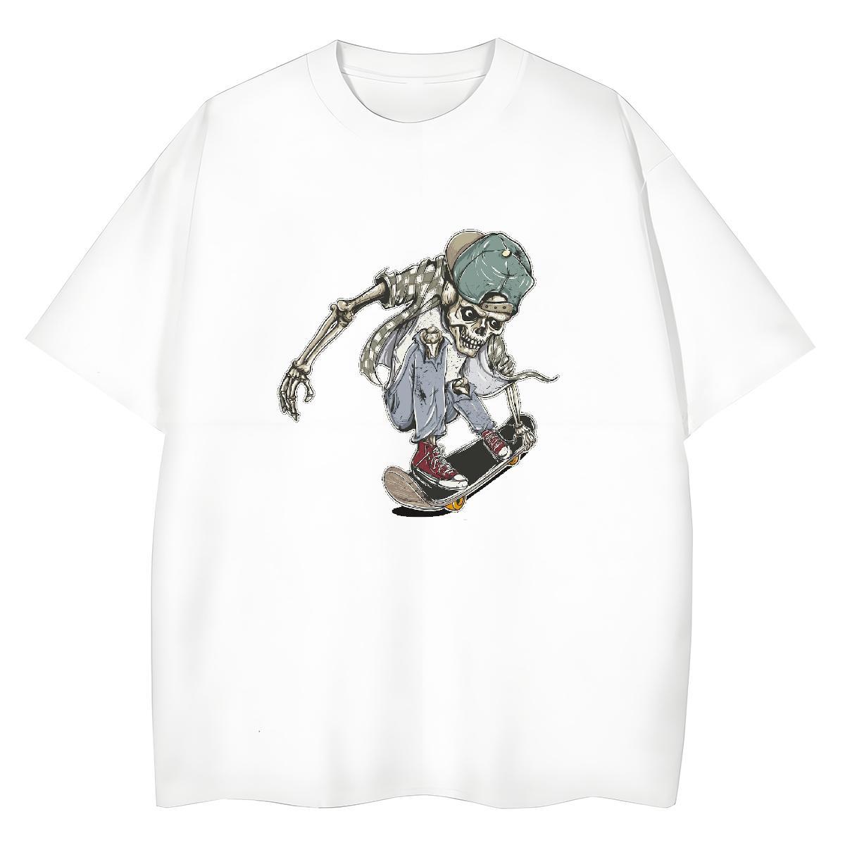 DIY T Shirts Women 230g 100% Cotton Breathable Soft Street skull Tshirt for Man Woman Loose fit DIY Anime Clothes
