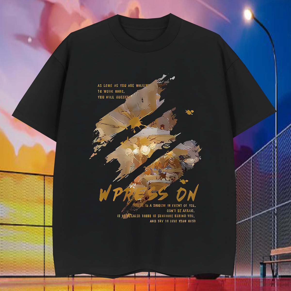 DIY Customized painting Men Tshirts 230g 100% Cotton T-Shirts Anime Print Anime Printing Street Breathable Soft Free Shipping Clothes