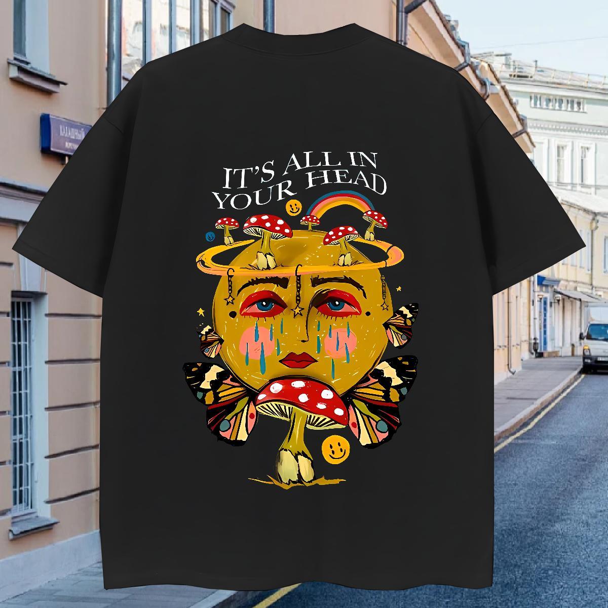 Designer Fashion Men Tshirts 230g 100% Cotton Casual mushroom Crew Neck T-Shirts High Quality Oversized 3XL 4XL Wear