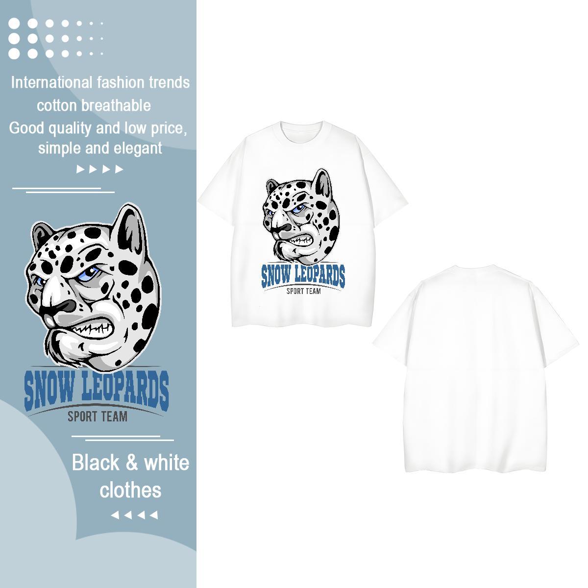 Brand Womens T Shirts O-Neck Short Sleeve 230g Cotton Woman Tshirt Graphic leopard Summer Casual Wholesale Clothes Shirt
