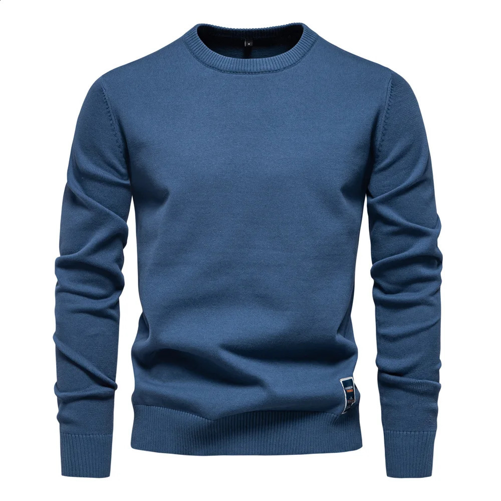 autumn and winter Pullover mens sweater Oneck solid color long sleeved warm casual fashion clothing 240821