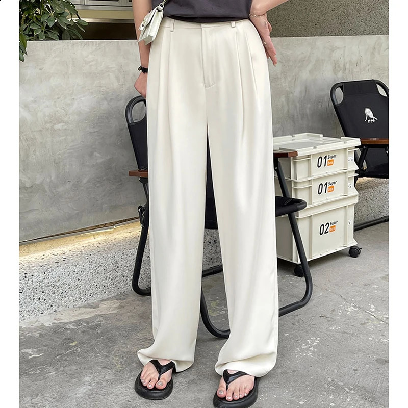 Women Korean Fashion Trousers Female Thin Joggers Slacks Fitness Baggy Green Black White Pink Gray Straight Leg Pants 240821