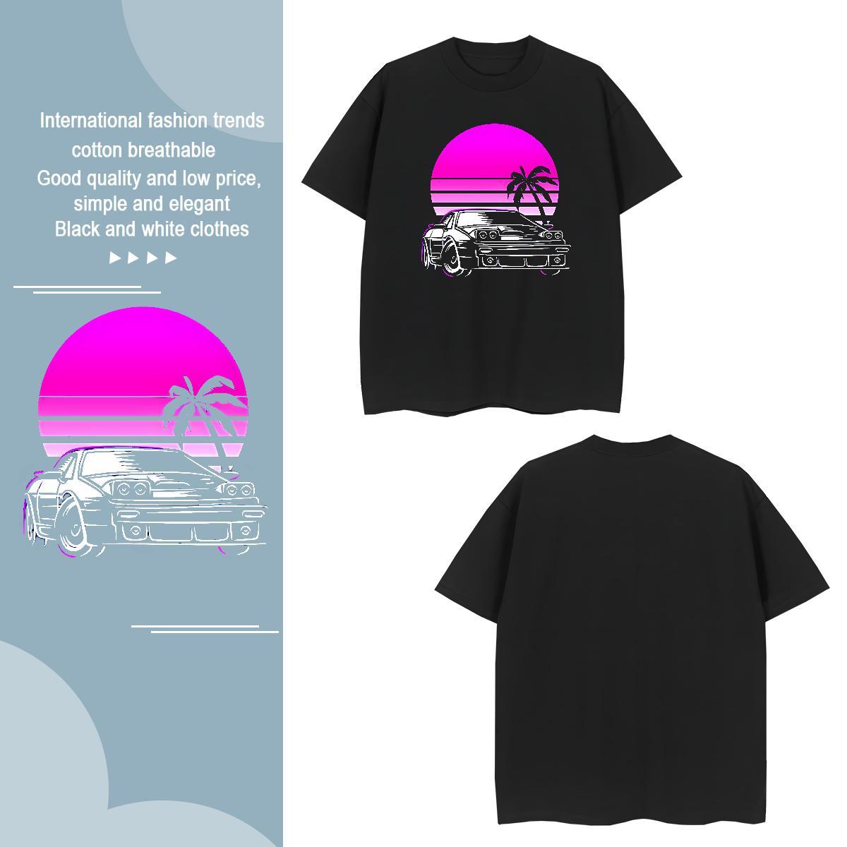 Loose car T Shirt For Man Daily Wear Couples T Shirts 100% Cotton 230g 2024 DIY Crew Neck Breathable Customized Tees