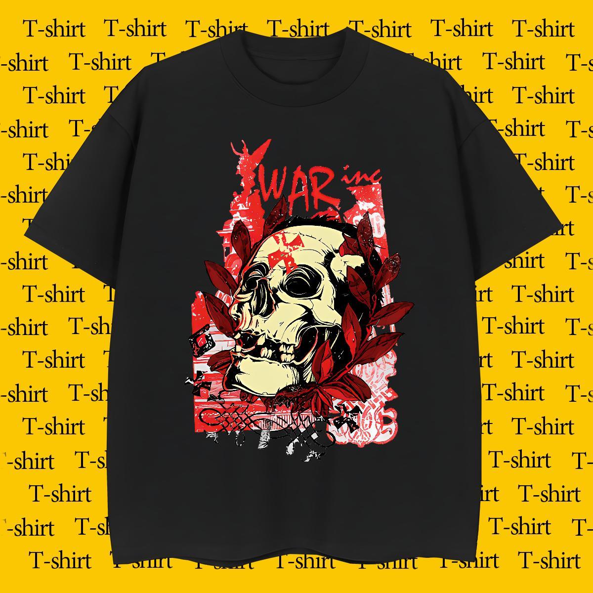 Free Shipping skull Mens Tshirts 100% Cotton 230g T Shirts Men Custom Cartoon Casual Beach Breathable Soft Loose Fit Tees