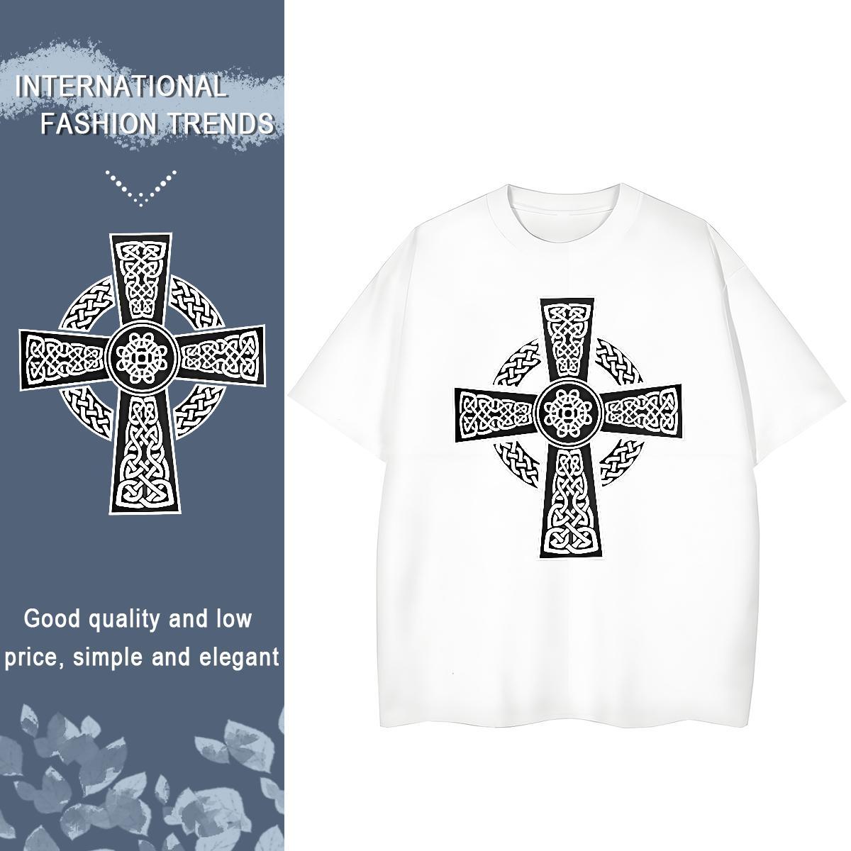 TOP Quality Womens T Shirts 230g Cotton O Neck Short Sleeves Sports Street Wear cross Women Tshirts 5A Cartoon Printing L-4XL Tops