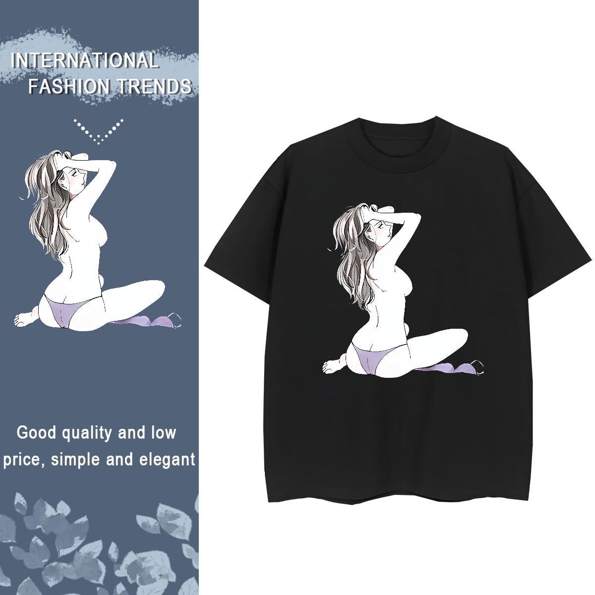 Classic Women T Shirts 100% Cotton 230g Round Neck Short Sleeve Daily Outfit character Couples T Shirts Comfortable Plus Size Custom Clothes